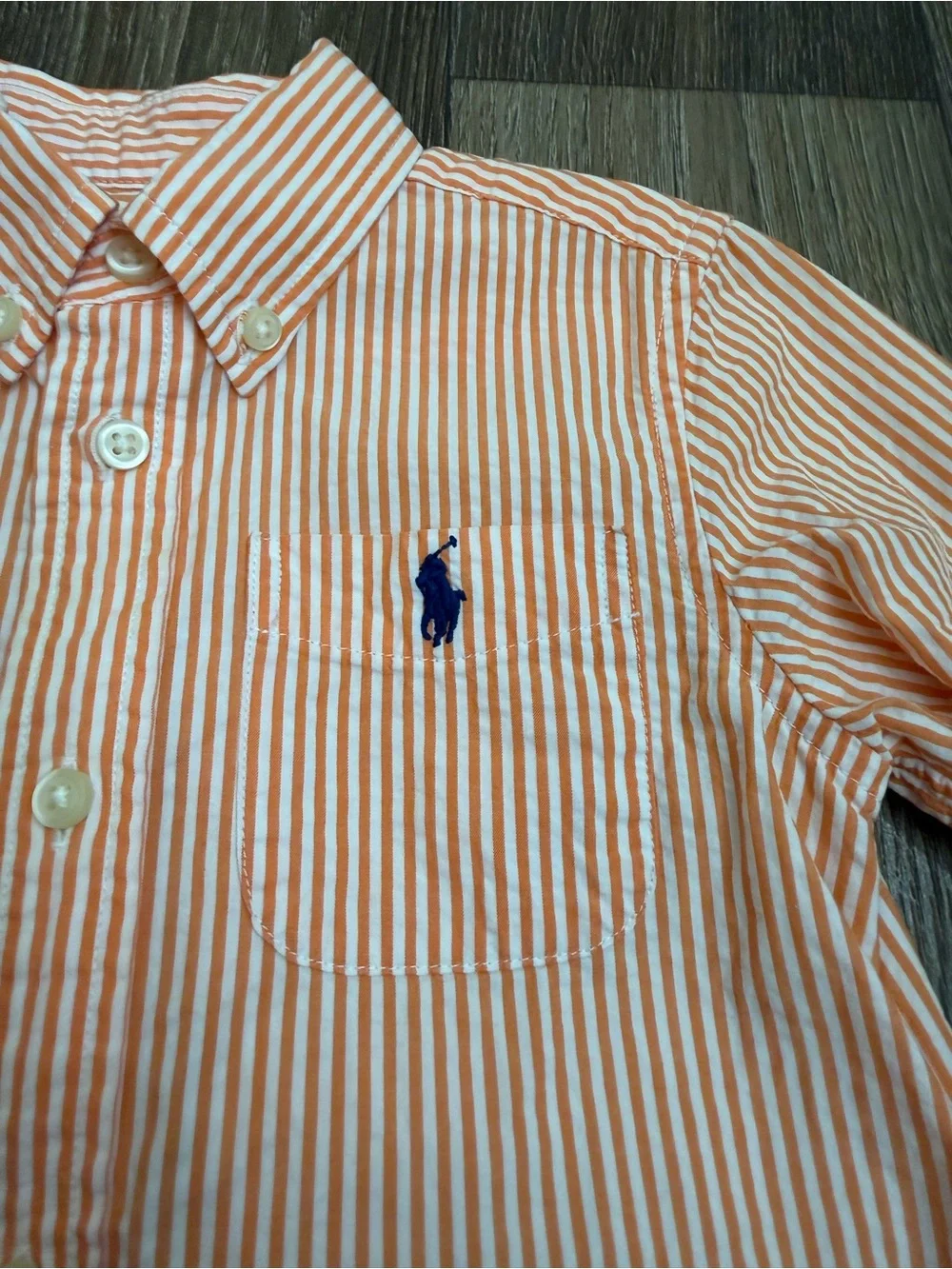 Ralph Lauren Orange Striped Short-Sleeve Button-Down Shirt
